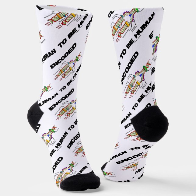 Encoded To Be Human DNA Replication Geek Humor Socks (Angled)