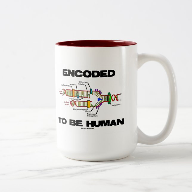 Encoded To Be Human (DNA Replication) Two-Tone Coffee Mug (Right)