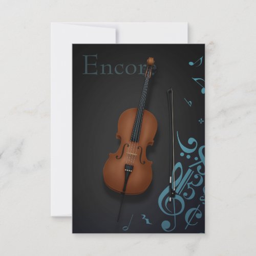Encore Cello  Bow Turquoise  Black Custom Thank You Card