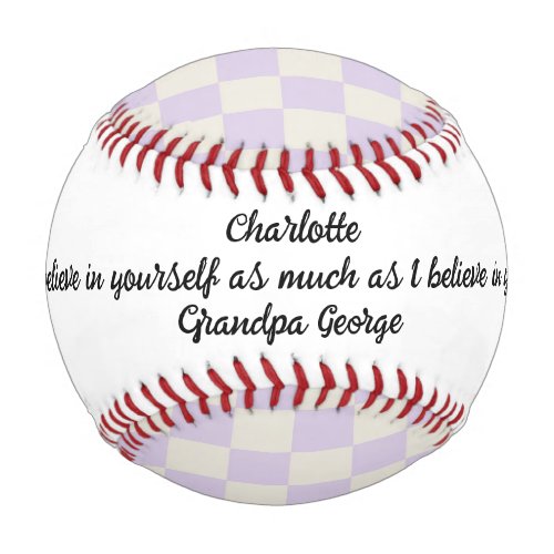 Encourage a Child  Light Purple Cream Checks Baseball