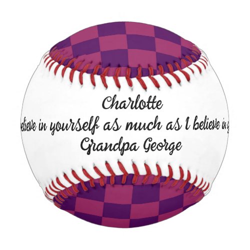 Encourage a Child  Magenta Purple Checks Baseball