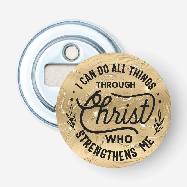 Encourage Bible Verse with Elegant Shiny Gold Bottle Opener (Front)