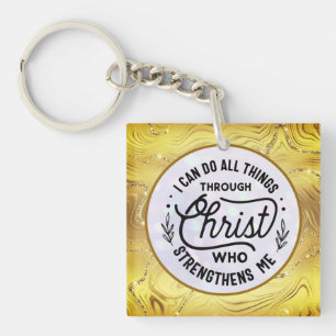 Encourage Bible Verse with Elegant Shiny Gold Keychain