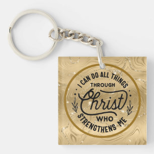 Encourage Bible Verse with Elegant Shiny Gold Keychain