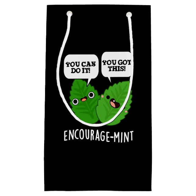 Encourage-mint Positive Mint Pun Dark BG Small Gift Bag (Front)