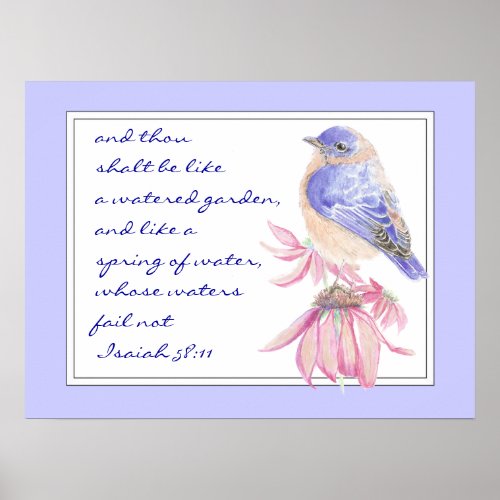 Encourage Promise Scripture Isaiah Bluebird Garden Poster