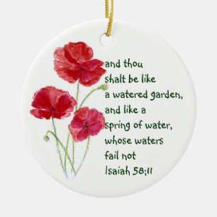 Encourage Promise Scripture Isaiah Poppy Garden Ceramic Ornament