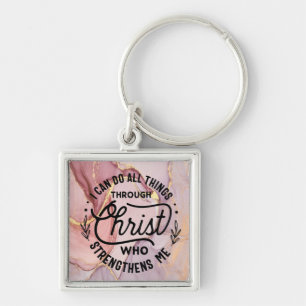Encourage verses with golden marble background keychain