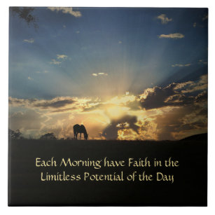 Encouragemen Faith Inspirational Horse and Sunrise Ceramic Tile