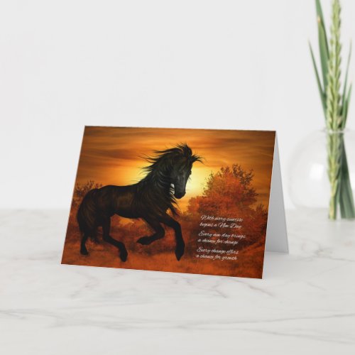 Encouragement and Support Horse at Sunrise Card