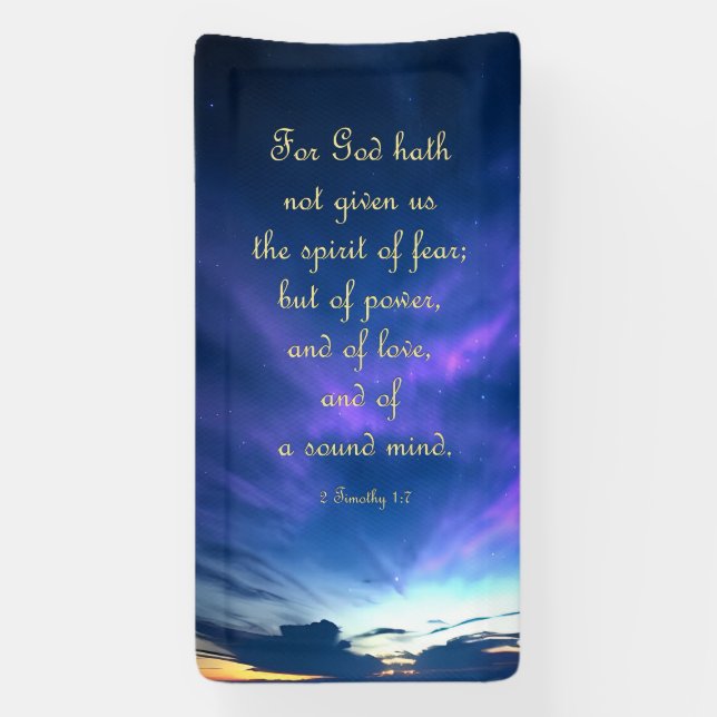 Encouragement Banner - 2 Timothy 1:7 (Vertical)