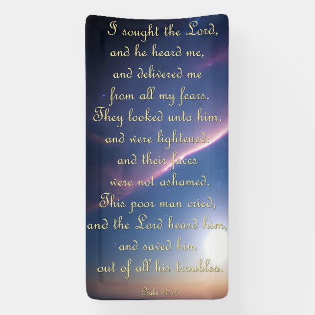 Encouragement Banner - Psalm 34:4-6 (Vertical)