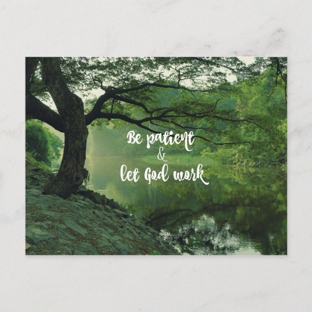 Encouragement: Be Patient: Let God Work Quote Postcard (Front)