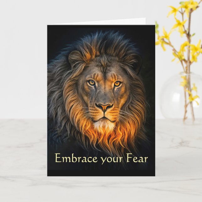 Encouragement Being Afraid Courage with Lion Card (Yellow Flower)