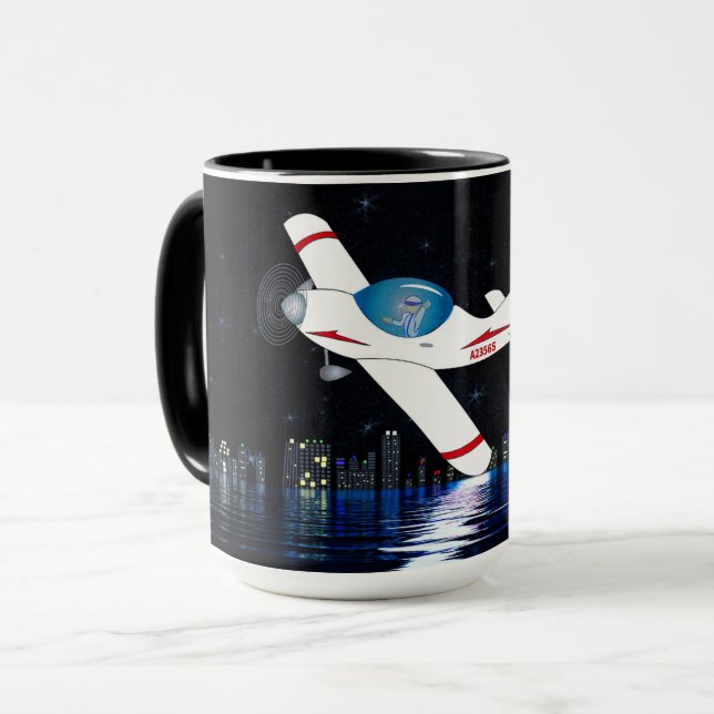 Encouragement Fly High Reach Dream Airplane Night  Mug (Front Left)