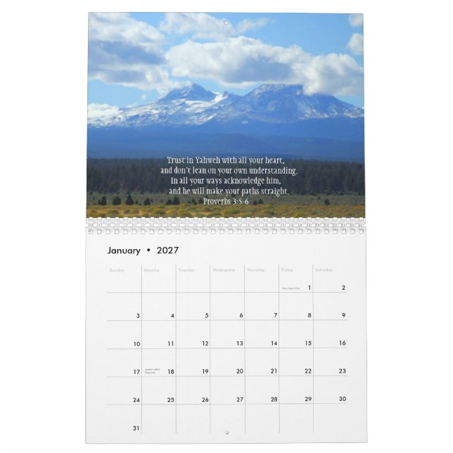 Encouragement from the Creator Calendar (Jan 2027)