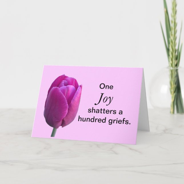 Encouragement Joy Tulip Flower w Chinese Proverb Card (Front)