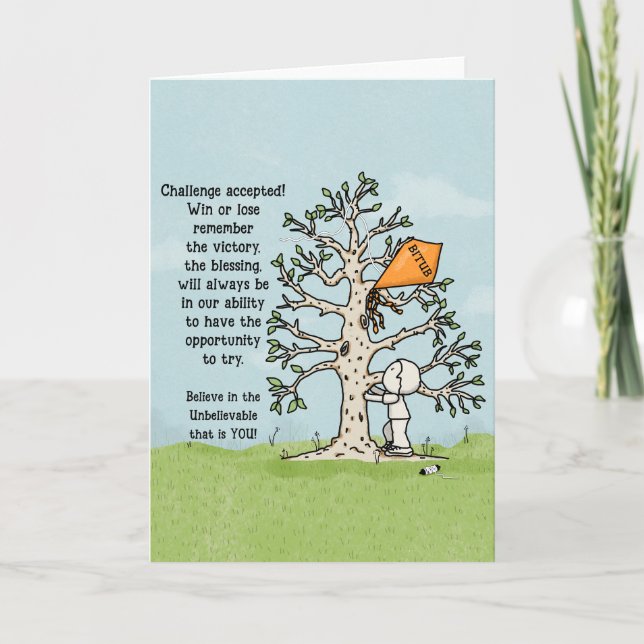 Encouragement Little Boy Kite in a Tree Card (Front)