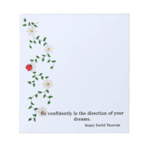 Encouragement Quote, with Daisies and Ladybug Notepad