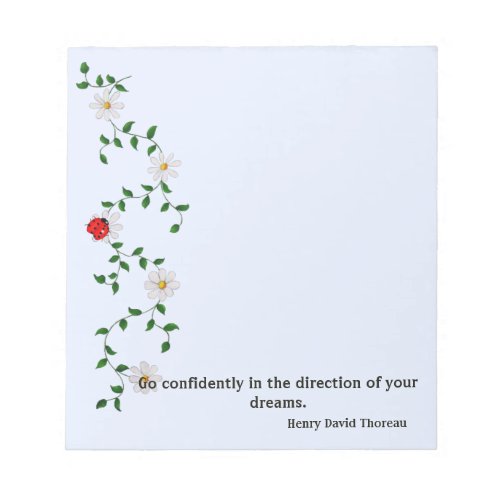 Encouragement Quote with Daisies and Ladybug Notepad