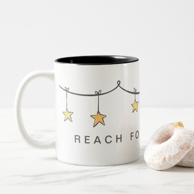 Encouragement Reach For The Stars Two-Tone Coffee Mug (With Donut)