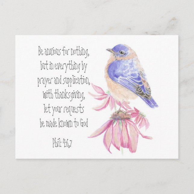 Encouragement, Scripture, Cheerful Bluebird Postcard (Front)