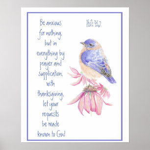 Encouragement, Scripture Cheerful Bluebird, Poster