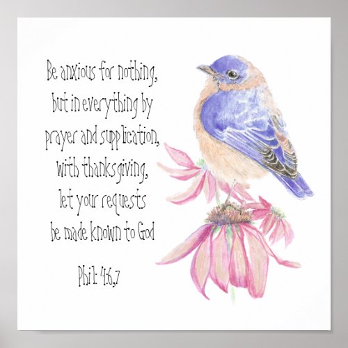 Encouragement Scripture Cheerful Bluebird Poster