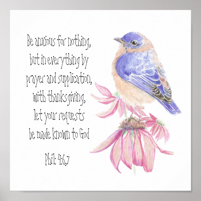 Encouragement, Scripture Cheerful Bluebird, Poster (Front)