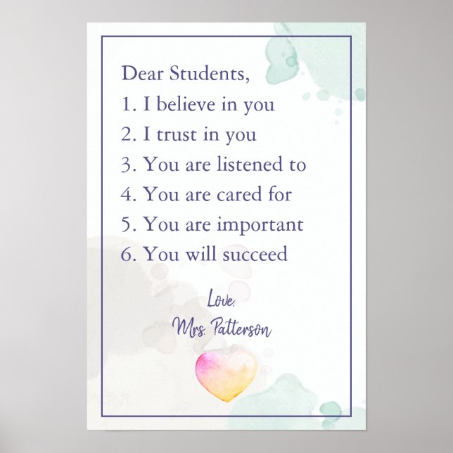 Encouragement Teachers Classroom Poster (Front)