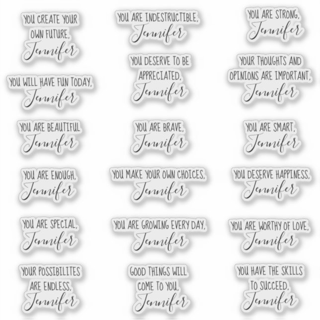 Encouraging Affirmations Set with 18 Sticker (Front)