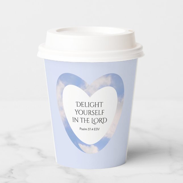 Encouraging and Uplifting Light Blue Bible Verse Paper Cups (Front)
