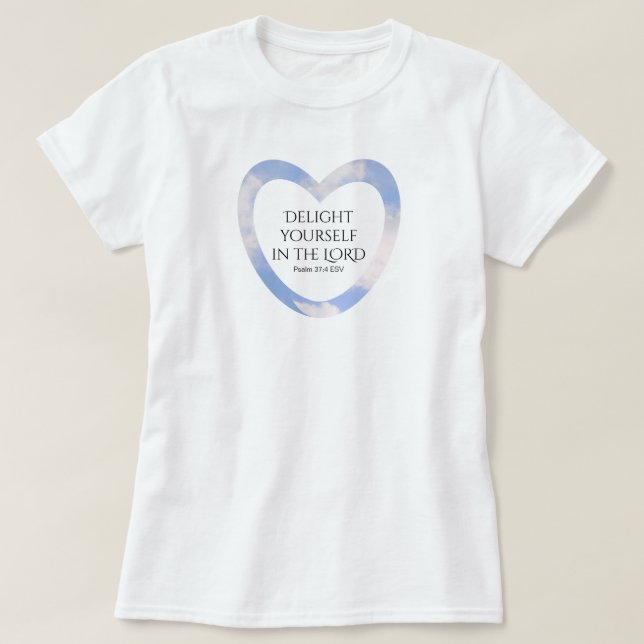 Encouraging and Uplifting Light Blue Bible Verse T-Shirt (Design Front)