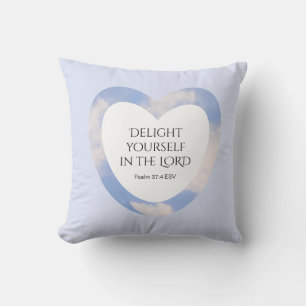 Encouraging and Uplifting Light Blue Bible Verse Throw Pillow