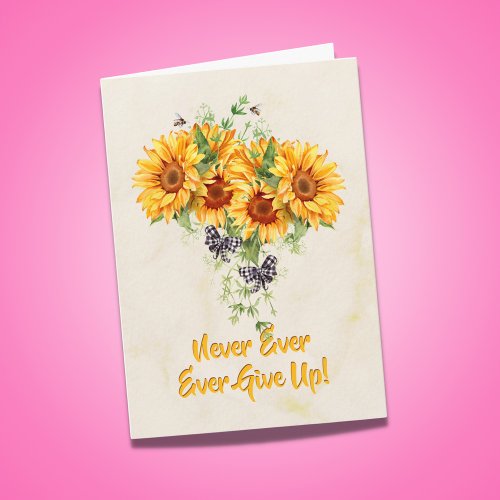 Encouraging Bee_Inspired Sunflowers On Brown Card