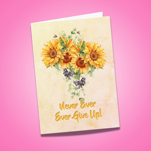 Encouraging Bee_Inspired Sunflowers On Orange Card