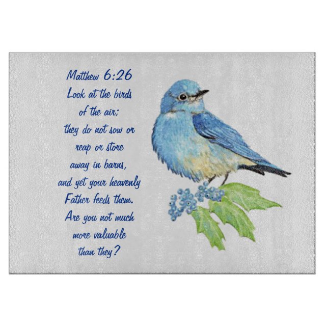 Encouraging Bible Scripture Matthew Bluebird Cutting Board (Front)