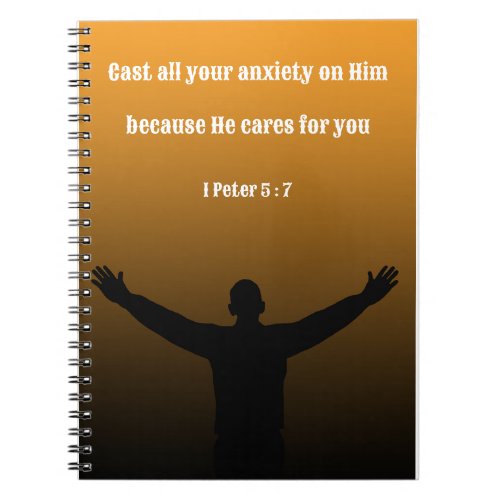 Encouraging Bible Verse 1 Peter 5  7 Notebook