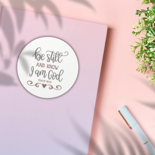 Encouraging Bible Verse ✝️ Be Still And Know Classic Round Sticker (Encouraging Bible Verse ✝️ Be Still And Know Classic Round Sticker)