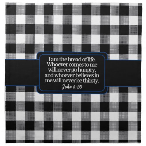 Encouraging Bible Verse Black And White Plaid Cloth Napkin