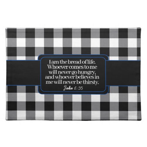 Encouraging Bible Verse Black And White Plaid  Cloth Placemat