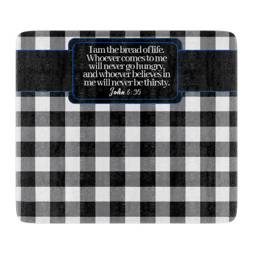 Encouraging Bible Verse Black And White Plaid  Cutting Board