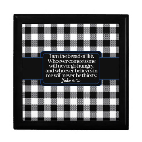 Encouraging Bible Verse Black And White Plaid Gift Box