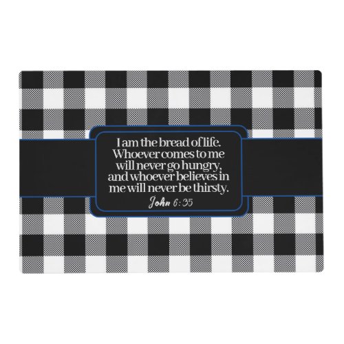 Encouraging Bible Verse Black And White Plaid Placemat