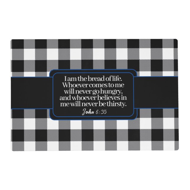 Encouraging Bible Verse, Black And White Plaid Placemat (Front)