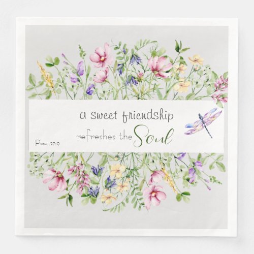 Encouraging Bible Verse Botanical Watercolor Paper Dinner Napkins