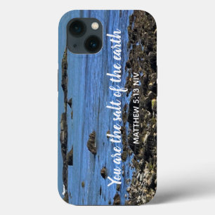 Encouraging Bible Verse Photo of Atlantic Ocean iPhone 13 Case