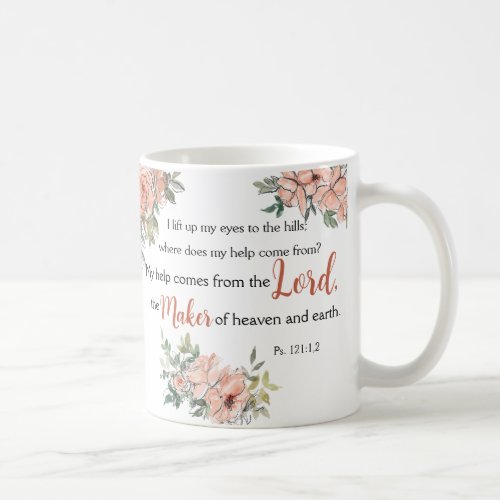 Encouraging Bible Verse with Watercolor Design Coffee Mug