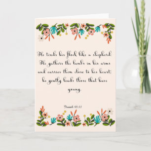 Encouraging Bible Verses Art - Isaiah 40:11 Card