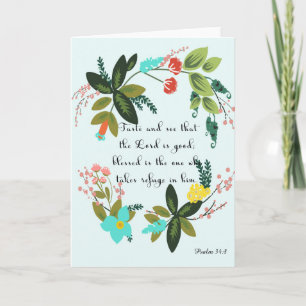 Encouraging Bible Verses Art - Psalm 34:8 Holiday Card